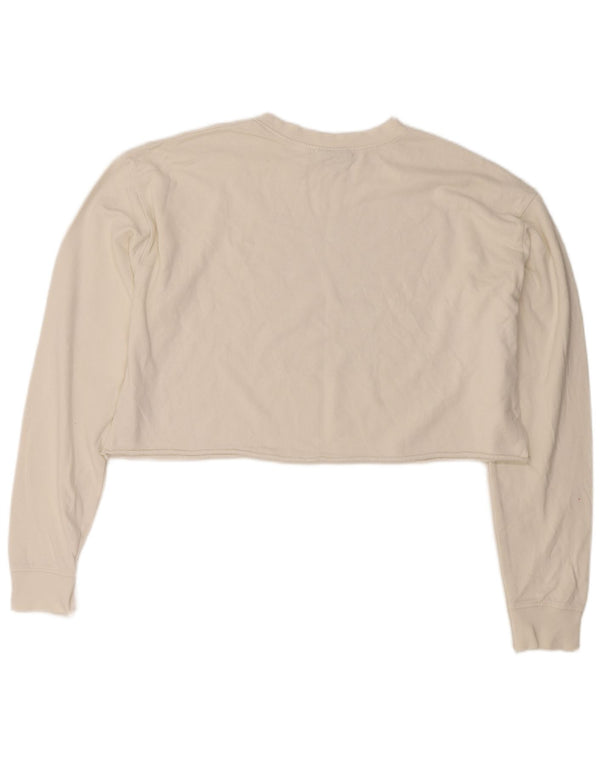 Pulover de hanorac supradimensionat pentru femei Topshop UK 10 Bumbac alb mic