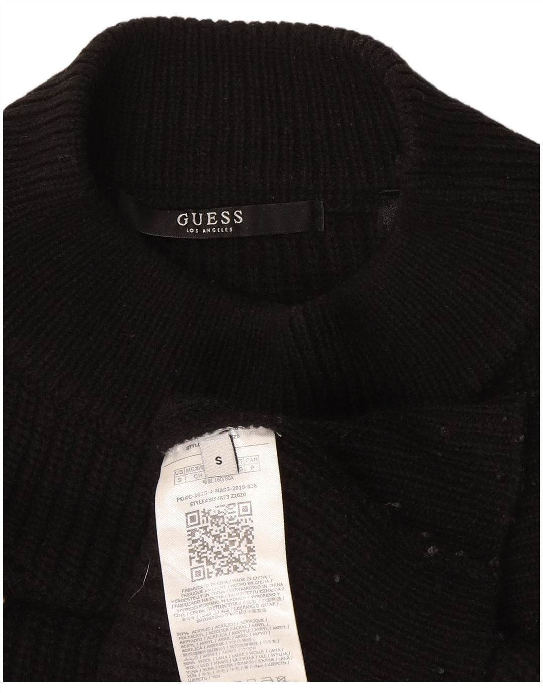Pulover cu gât țestoasă supradimensionat pentru femei Guess UK 10, acrilic negru mic