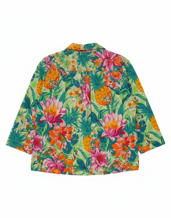 Jachetă vintage pentru femei cu 2 nasturi, UK 16, mare, multicoloră, florală