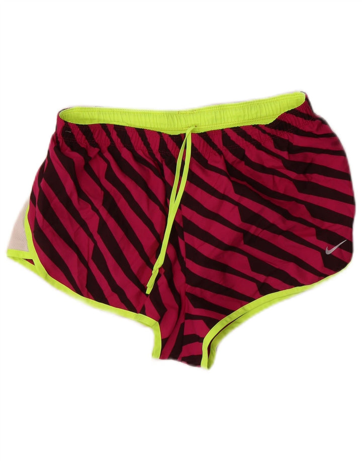 Pantaloni scurți sport Nike Dri Fit pentru femei UK 14 Poliester cu dungi roz medii