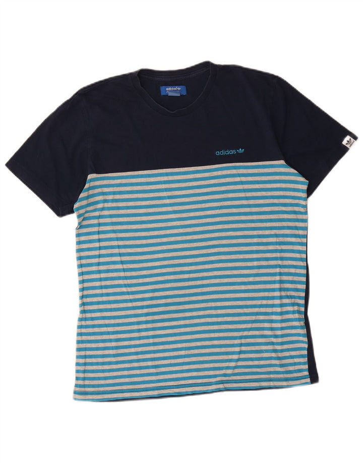 Tricou pentru bărbați Adidas Top Mediu Bleumarin, Bumbac cu dungi