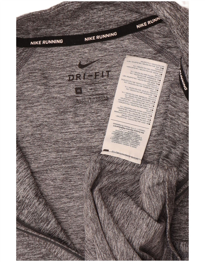 Top de trening pentru bărbați Dri Fit, cu fermoar și gât, poliester, gri mediu