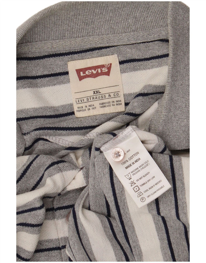 Tricou polo Levi's pentru bărbați 2XL, bumbac cu dungi gri