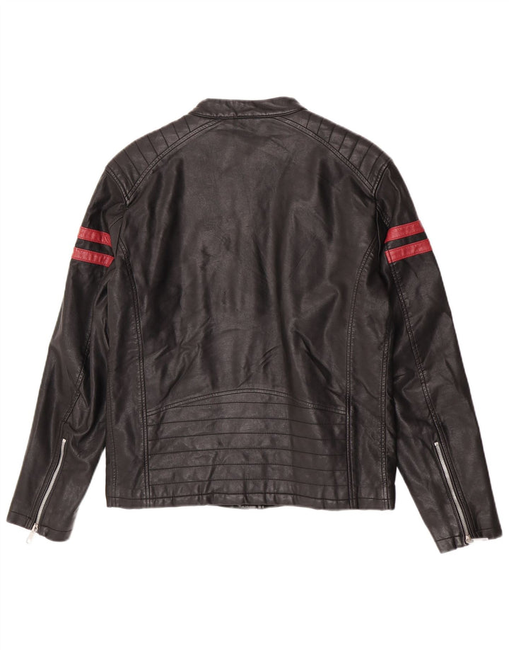 Jachetă motociclist pentru bărbați Zara UK 38 Medium Negru cu dungi