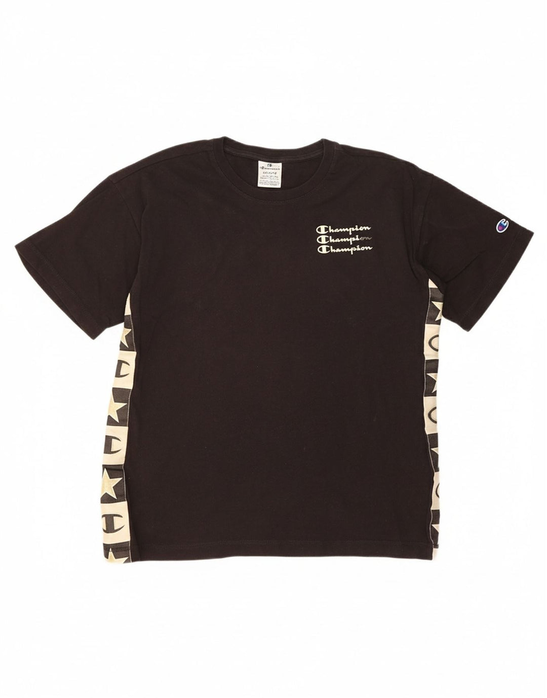 CHAMPION Womens Graphic T-Shirt Top UK 14 Medium Black