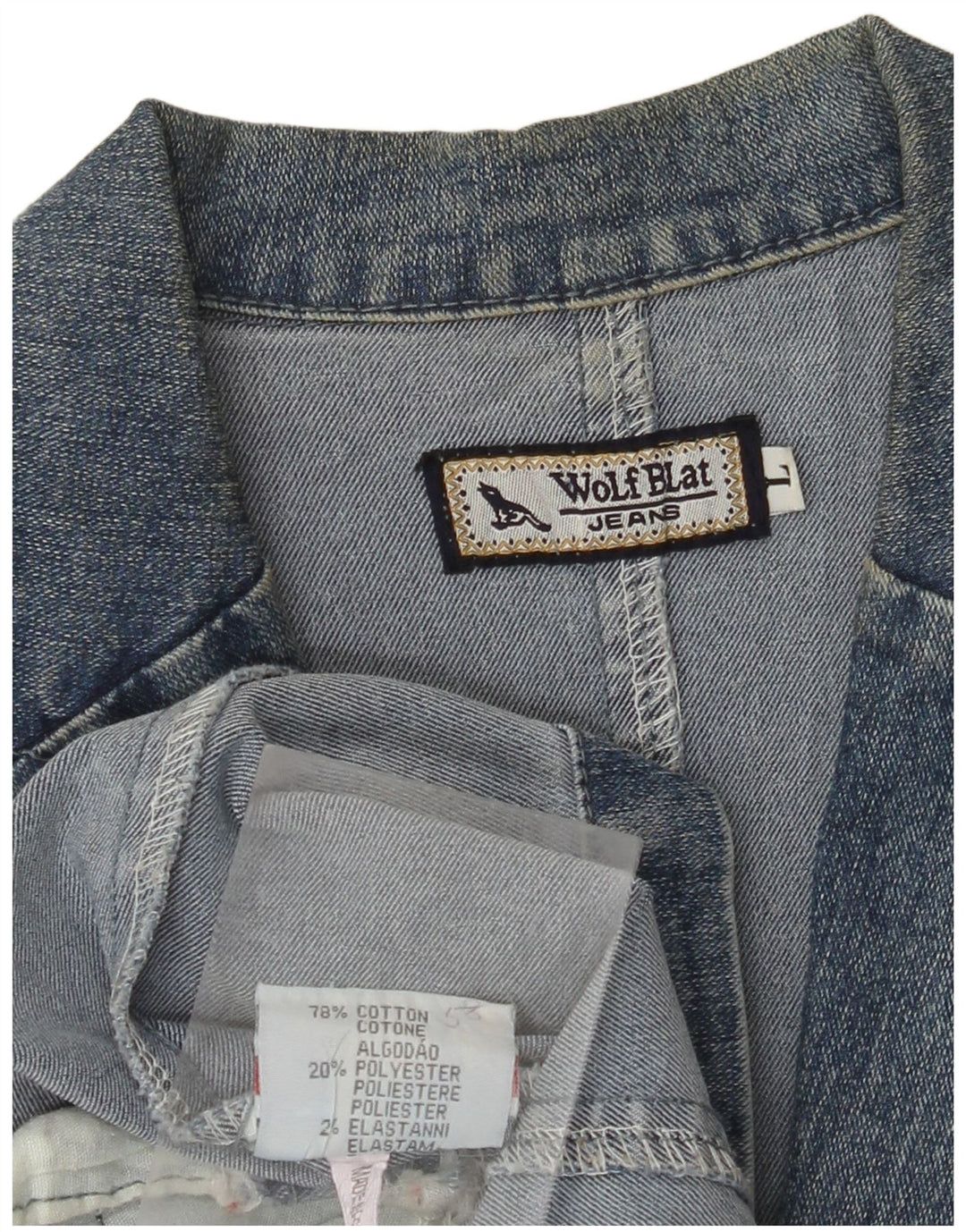 Jachetă de blugi pentru femei VINTAGE UK 14 mare, albastru din bumbac clasic