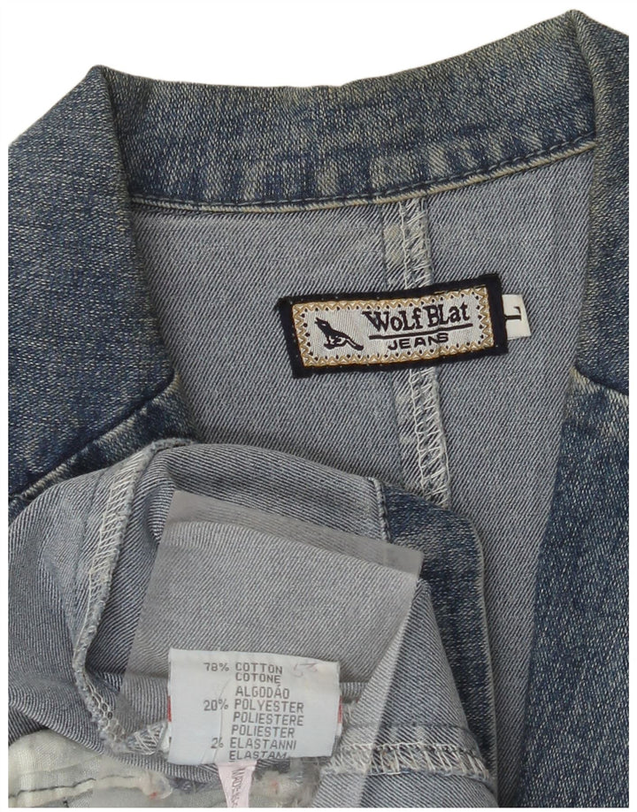 Jachetă de blugi pentru femei VINTAGE UK 14 mare, albastru din bumbac clasic