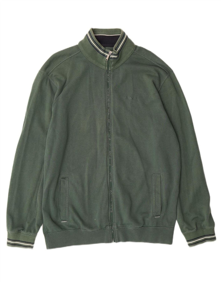CHAMPION Mens Tracksuit Top Jacket 2XL Green Cotton