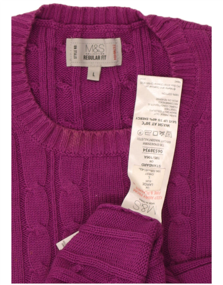 Pulover pentru bărbați Marks & Spencer cu gât roșu, bumbac mare violet