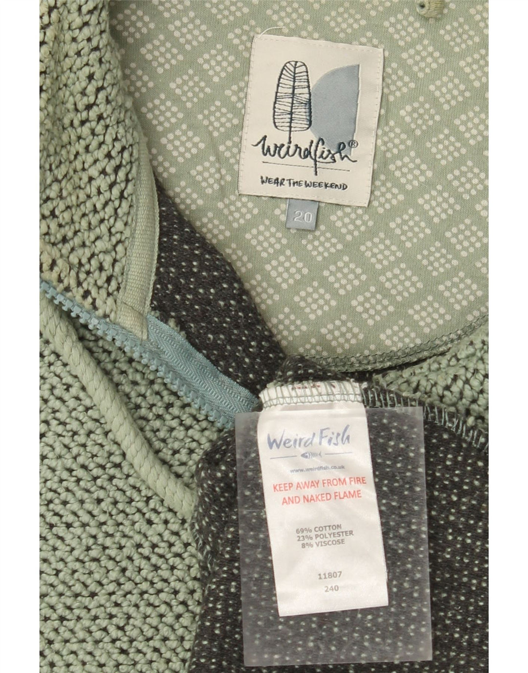 WEIRD FISH Jachetă de trening pentru femei UK 20 2XL Bumbac verde