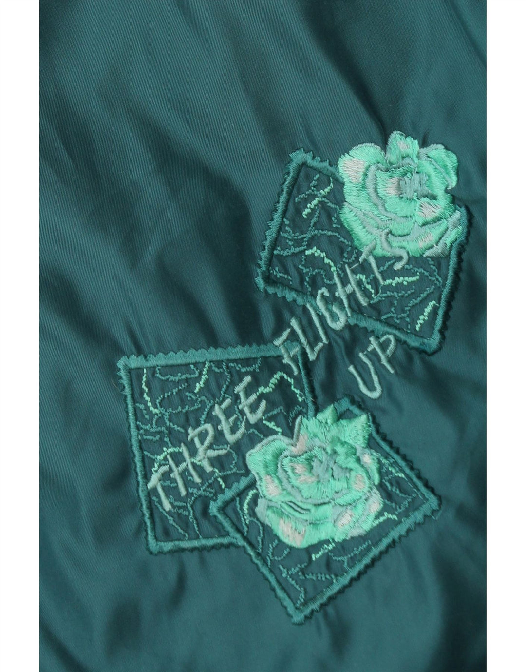 VINTAGE Jachetă reversibilă grafică supradimensionată pentru femei UK 16 mare turcoaz