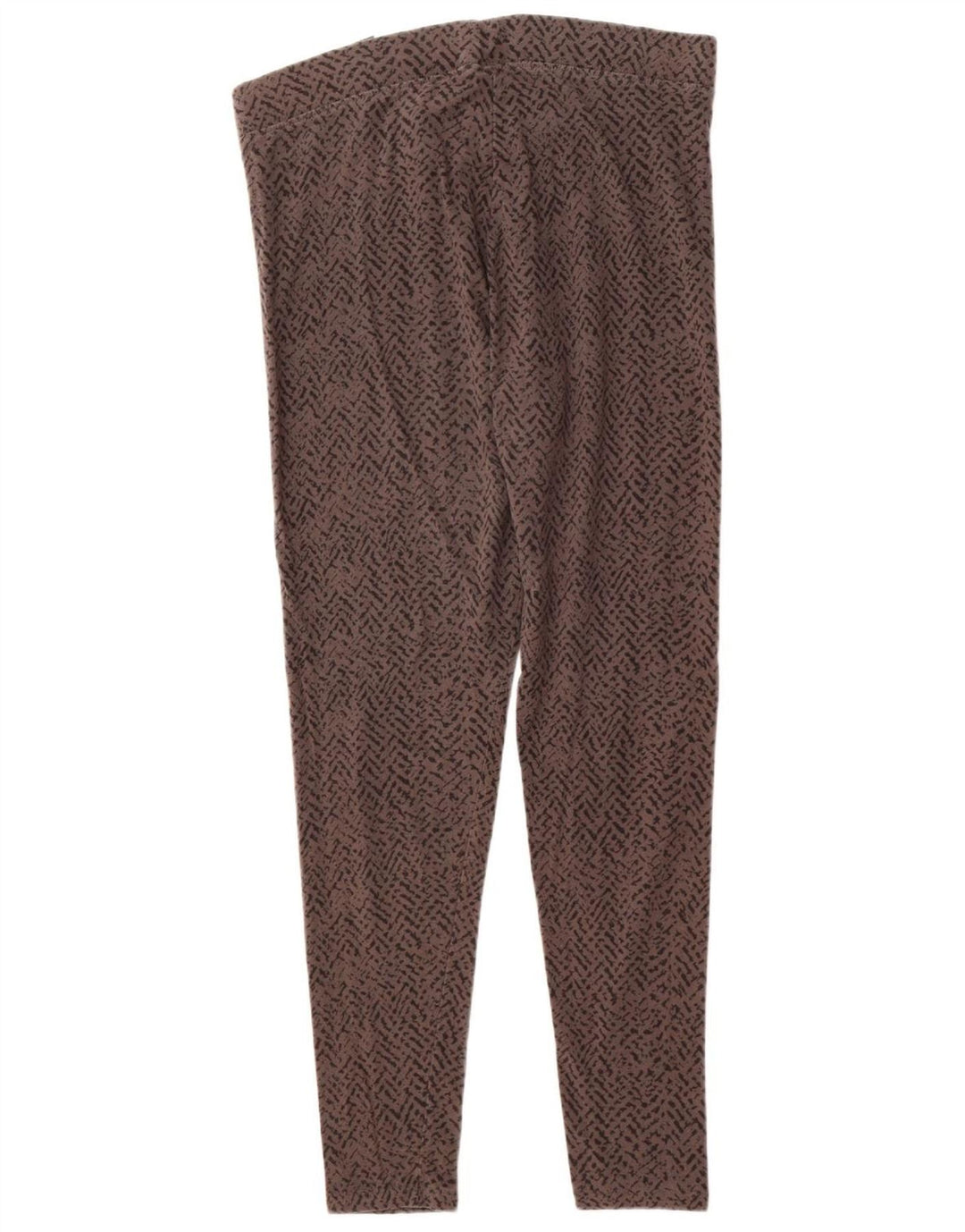 MARKS & SPENCER Womens Abstract Pattern Leggings UK 14 Large Brown Cotton