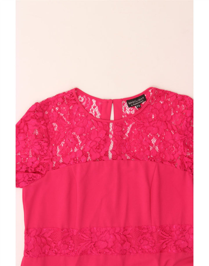 WAREHOUSE Womens Sheath Dress UK 12 Medium Pink Floral Polyester Vintage Warehouse and Second-Hand Warehouse from Messina Hembry 