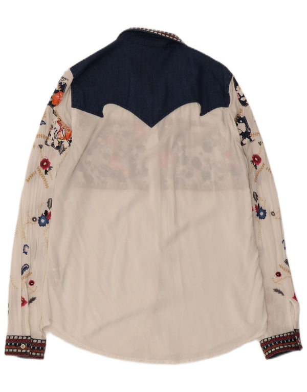 Cămașă Desigual pentru femei UK 12 Medium White Floral Viscose