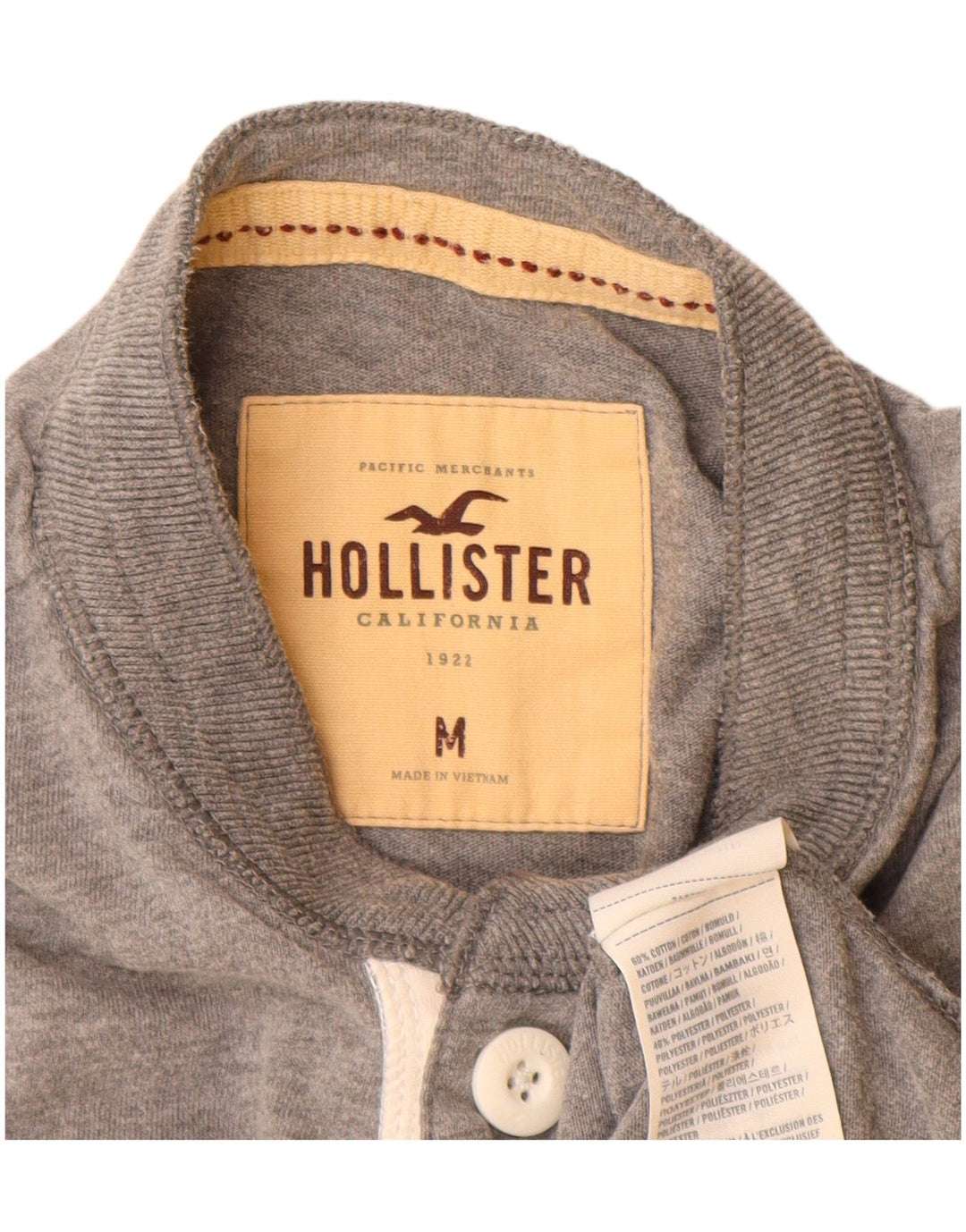 Tricou pentru bărbați Hollister Top din bumbac gri mediu