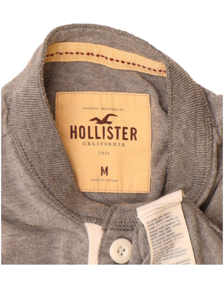 Tricou pentru bărbați Hollister Top din bumbac gri mediu