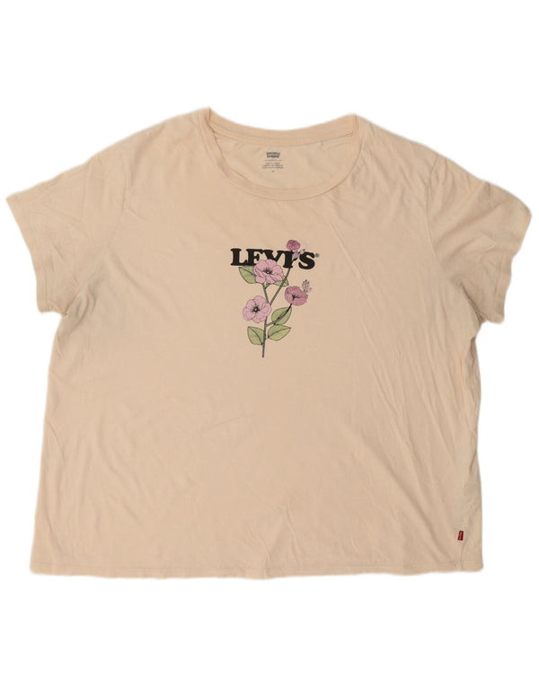 Tricou cu grafic Levi's pentru femei Top UK 22 3XL Bumbac alb