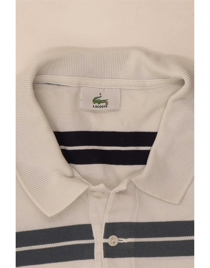 Tricou polo Lacoste pentru bărbați, mărimea 5, mare, cu dungi albe