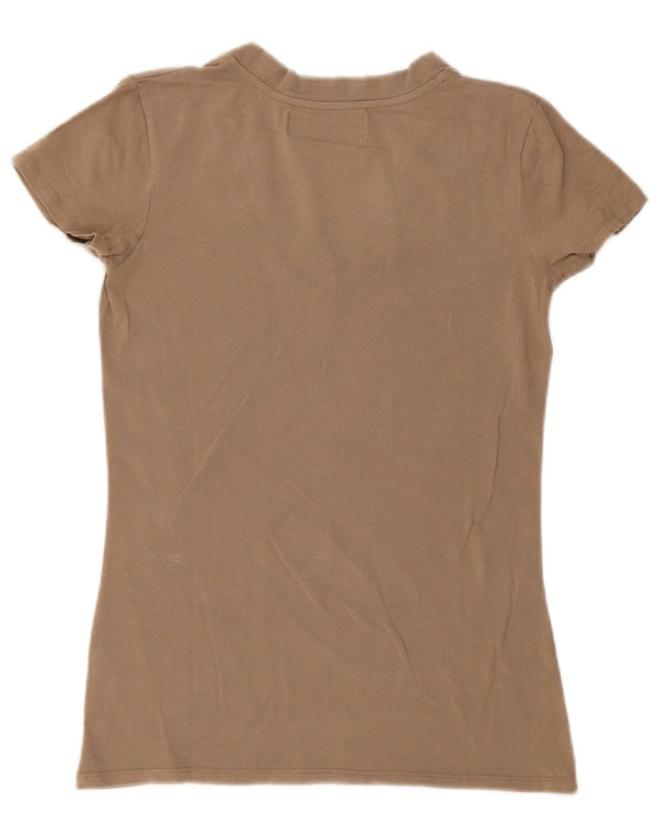 Top tricou pentru femei Zara UK 14 mare, bej, bumbac
