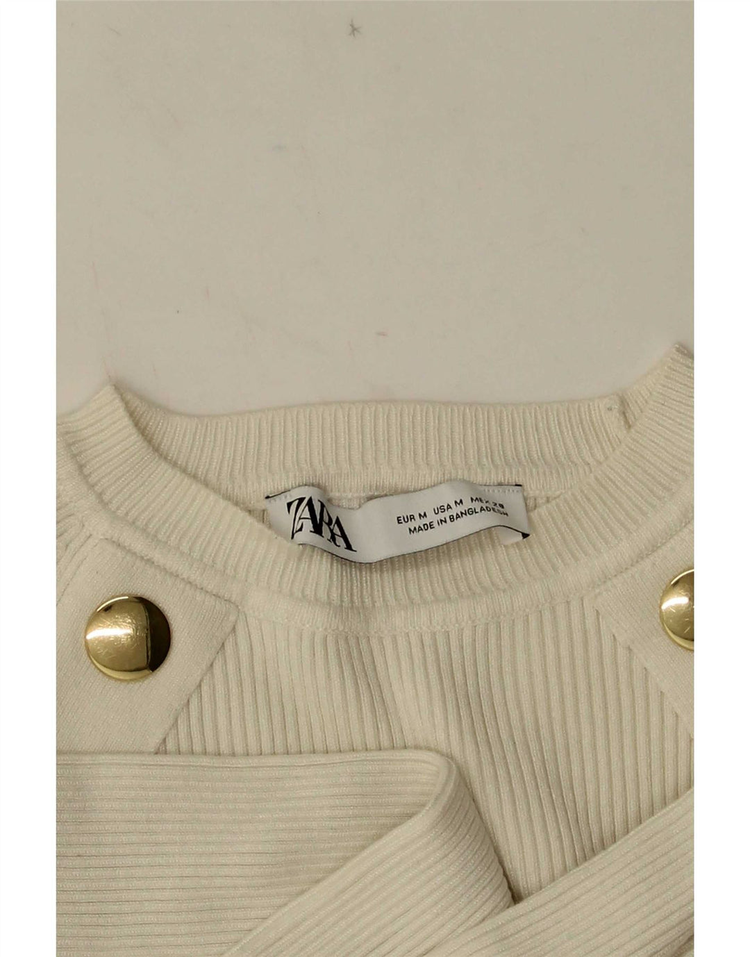 Crop Top pentru femei Zara cu mânecă lungă UK 12 Medium White
