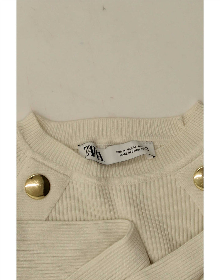 Crop Top pentru femei Zara cu mânecă lungă UK 12 Medium White