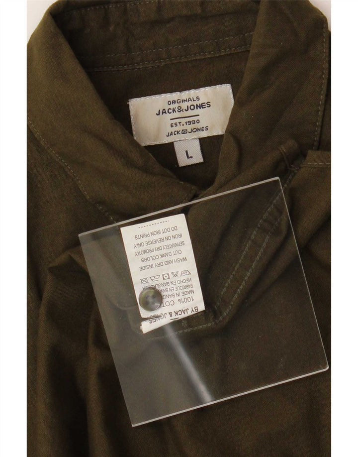 Cămașă Jack & Jones pentru bărbați, bumbac kaki mare