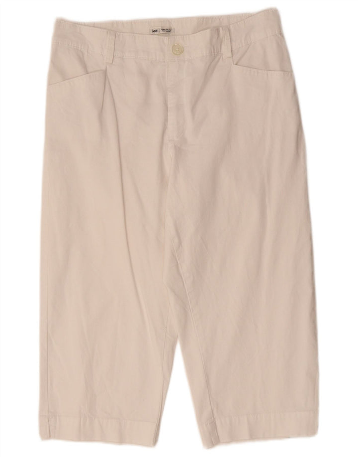 Pantaloni Capri conici pentru femei Lee US 12 Large W34 L19 Bumbac alb