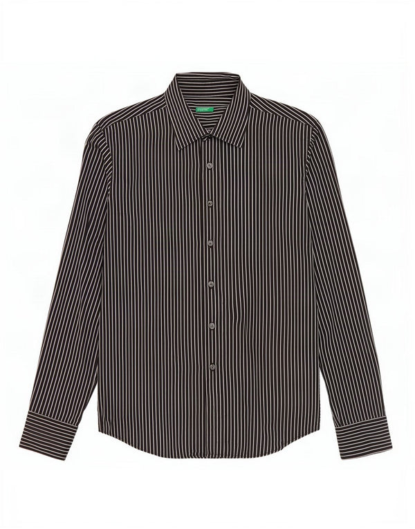 Cămașă Benetton pentru femei UK 12 Medium Black Pinstripe Bumbac