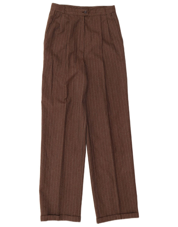 Pantaloni de costum vintage pentru femei cu talie înaltă L26 L31 maro cu dungi