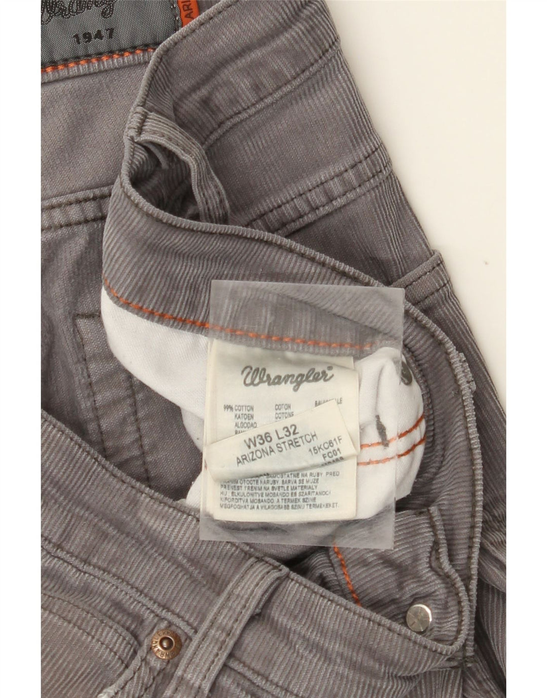 WRANGLER Pantaloni drepti din catifea pentru bărbați Arizona, W36 L32, gri