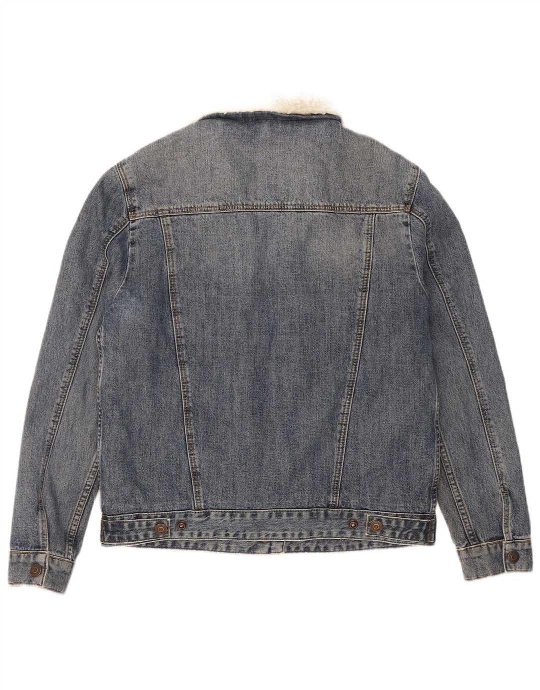 Topshop Jachetă de blugi Sherpa pentru femei UK 8 Small Blue Bumbac