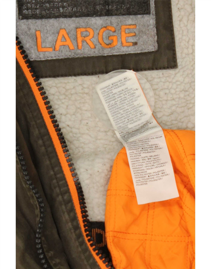 Jachetă parka cu glugă Superdry pentru bărbați UK 40, mare, kaki, poliester