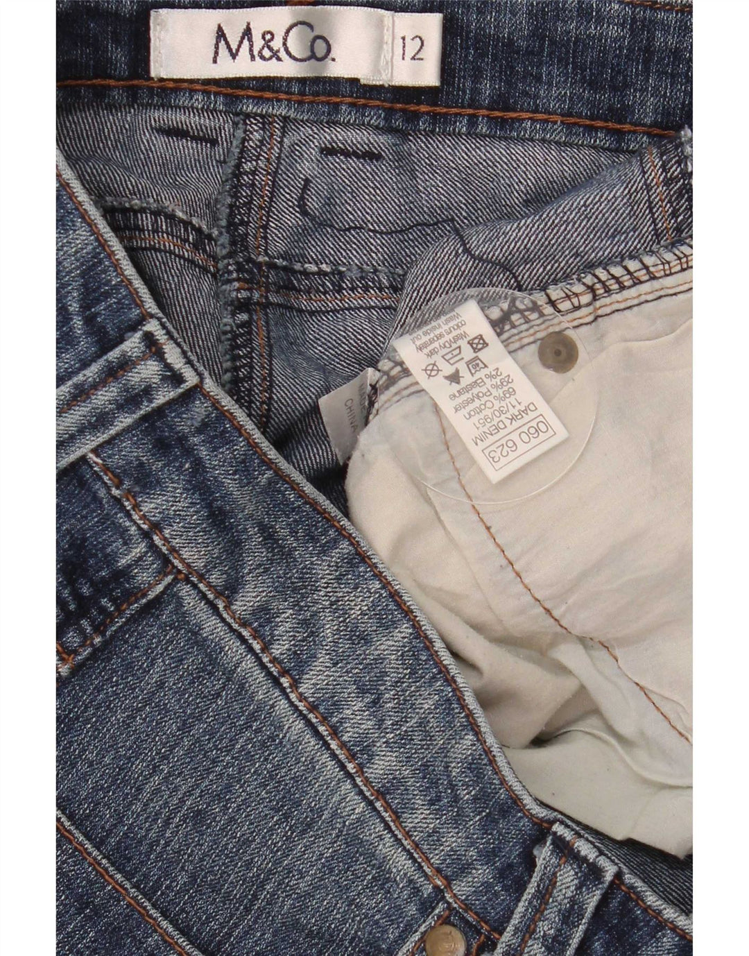 Pantaloni scurti din denim pentru femei M&Co UK 12 Medium W32 Bumbac albastru