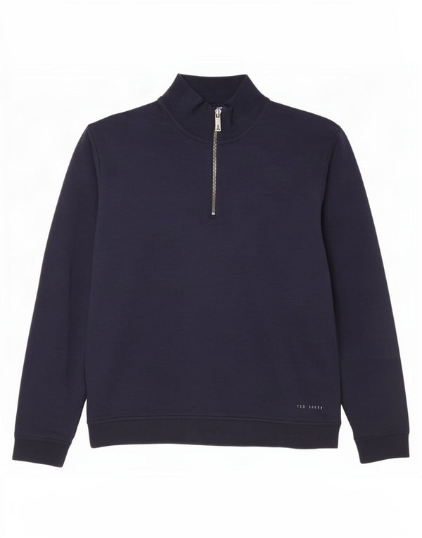 Pulover pentru bărbați Ted Baker, cu fermoar, cu gât, mărimea 3, bumbac, albastru bleumarin mediu