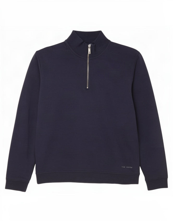 Pulover pentru bărbați Ted Baker, cu fermoar, cu gât, mărimea 3, bumbac, albastru bleumarin mediu