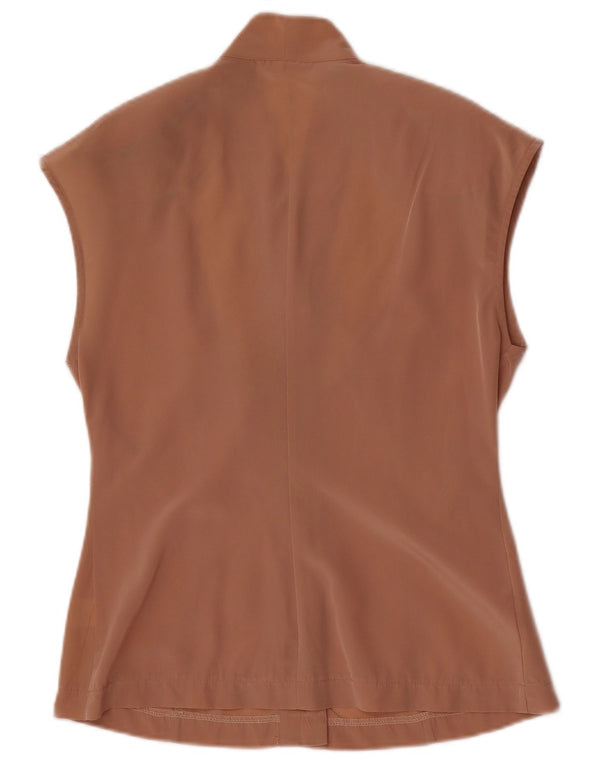 Bluză cămașă fără mâneci pentru femei Vintage IT 42 Medium Bej Floral