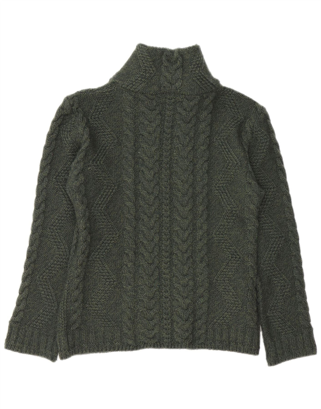 BOSTON IRISH Pulover cardigan pentru femei UK 10 Lână merinos verde mic