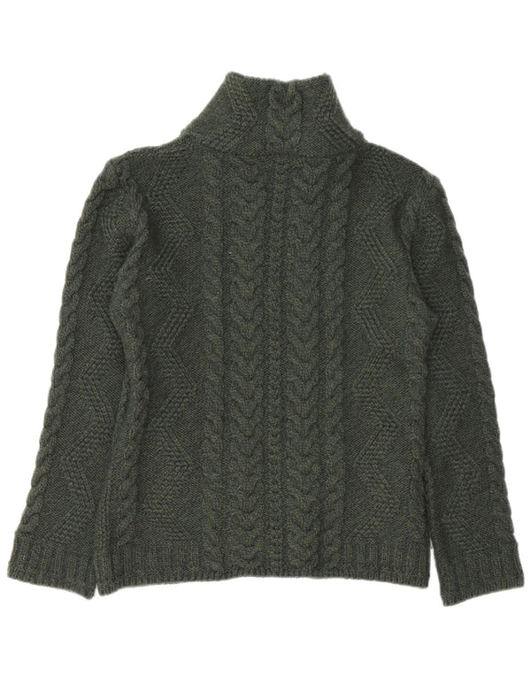 BOSTON IRISH Pulover cardigan pentru femei UK 10 Lână merinos verde mic