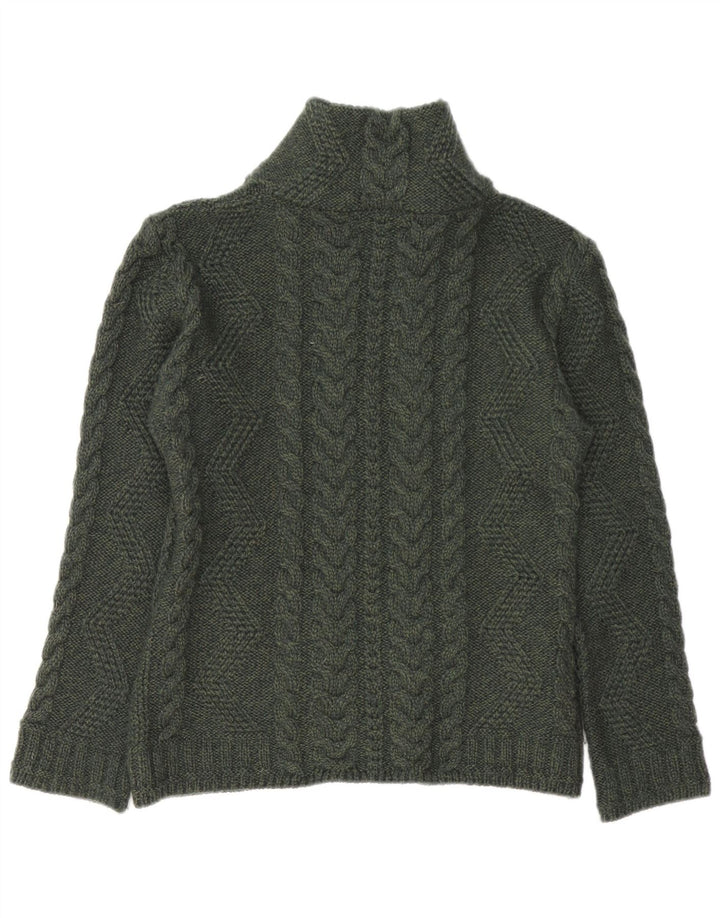 BOSTON IRISH Pulover cardigan pentru femei UK 10 Lână merinos verde mic