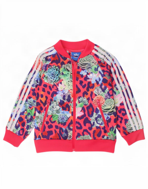 Jachetă de top pentru trening cu grafic pentru fete Adidas 18-24 luni roz floral