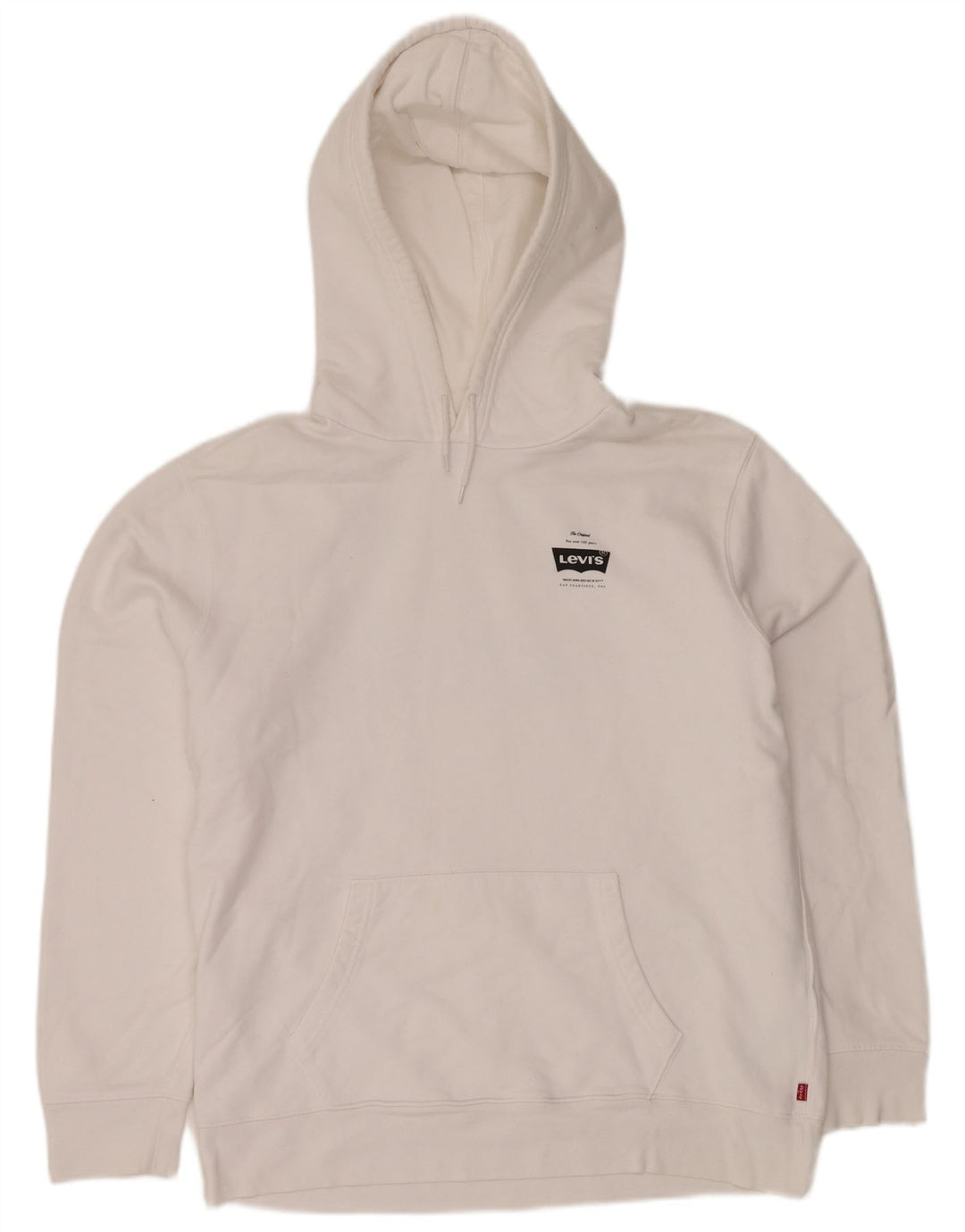 Pulover cu glugă cu grafică LEVI'S pentru bărbați, mare, alb, din bumbac