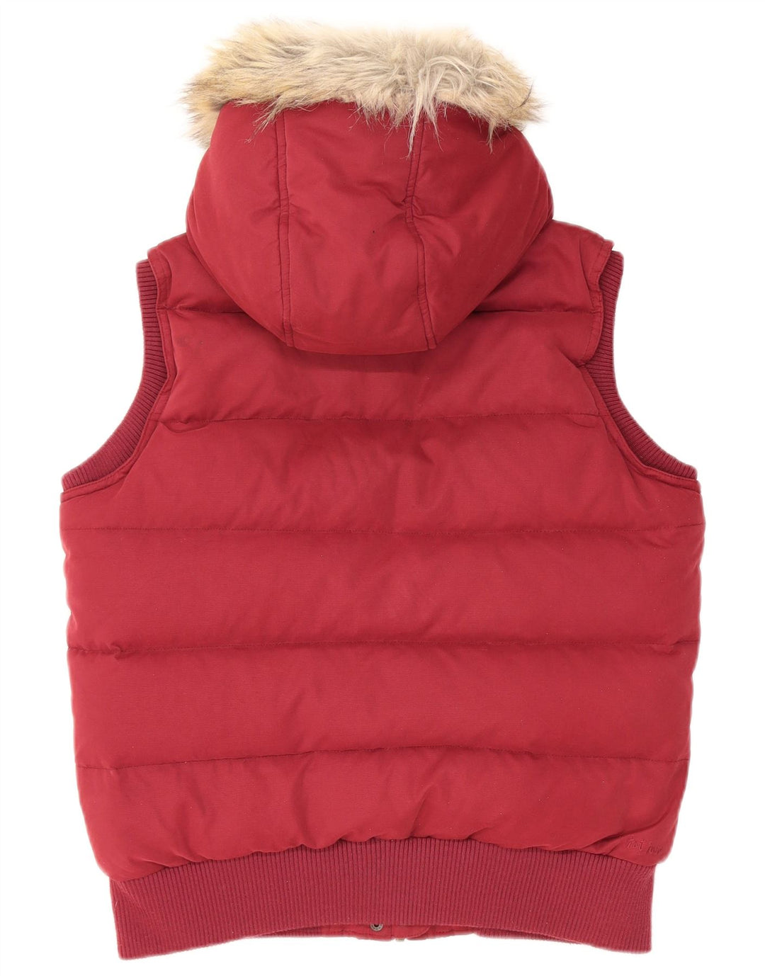 FAT FACE Gilet căptușit cu glugă pentru femei UK 12 Medium Burgundy Poliester