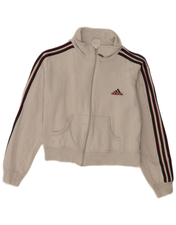 Jachetă ADIDAS pentru femei Crop Trening Top Jacket UK 14 Large Off White