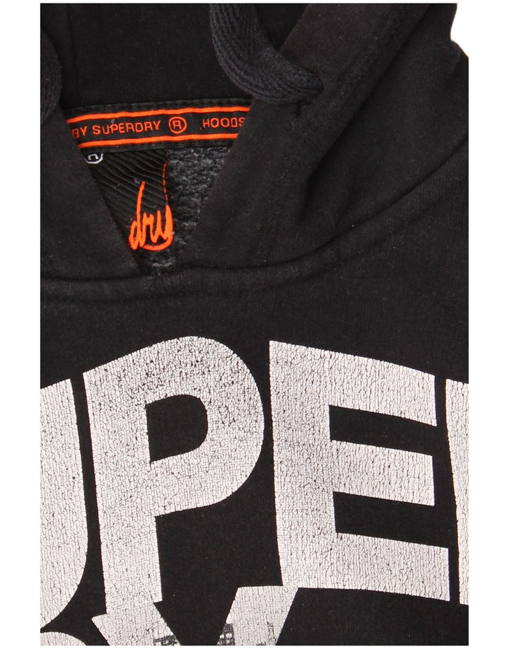 Pulover cu glugă grafic Superdry pentru bărbați, bumbac mediu negru