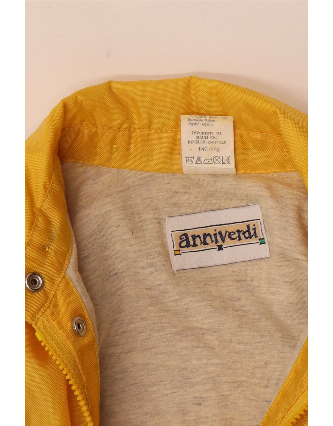 Jachetă de ploaie Vintage Boys Loose Fit 11-12 ani Poliamidă galbenă