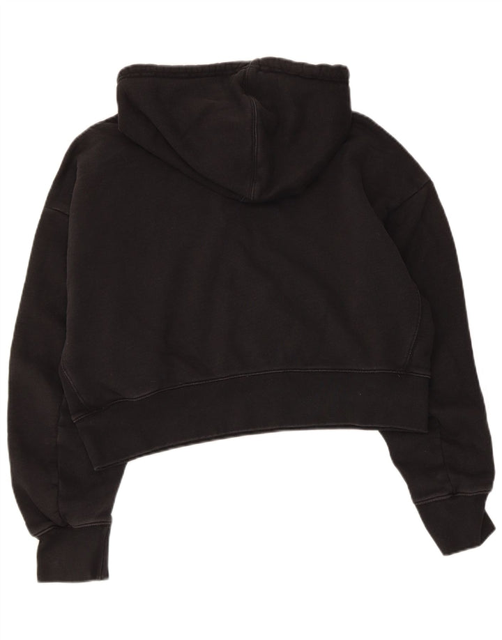 Jumper ADIDAS Crop Oversized Hoodie pentru femei UK 10 Small Black Bumbac