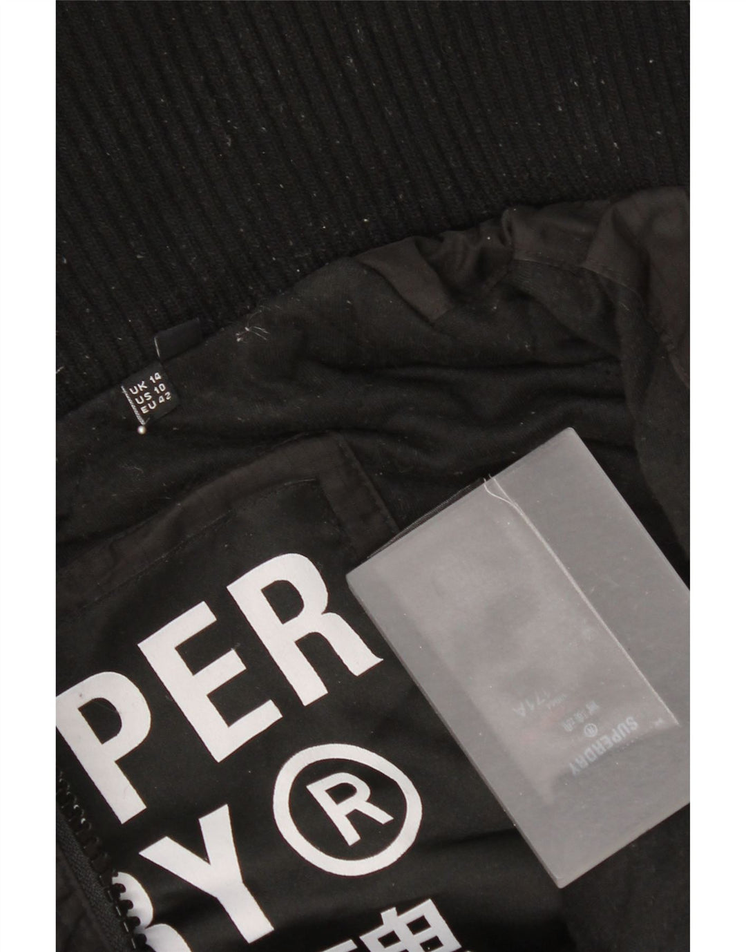 Jachetă de vânt cu glugă Superdry pentru femei UK 14 Poliester negru mare