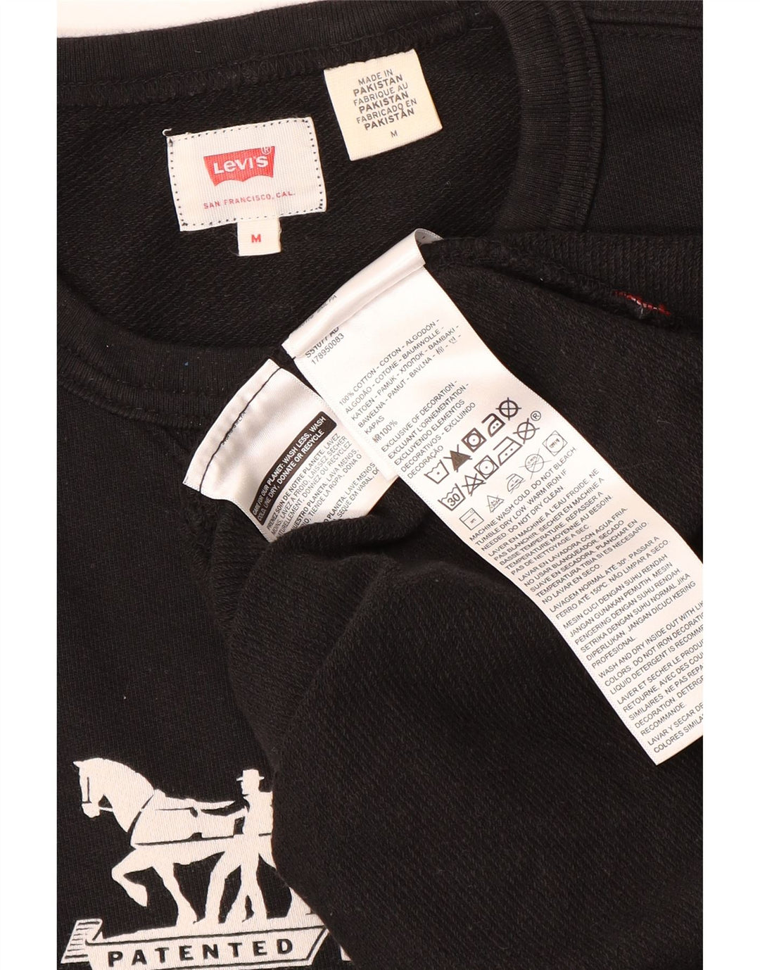 Levi's Pulover grafic pentru bărbați, bumbac mediu negru