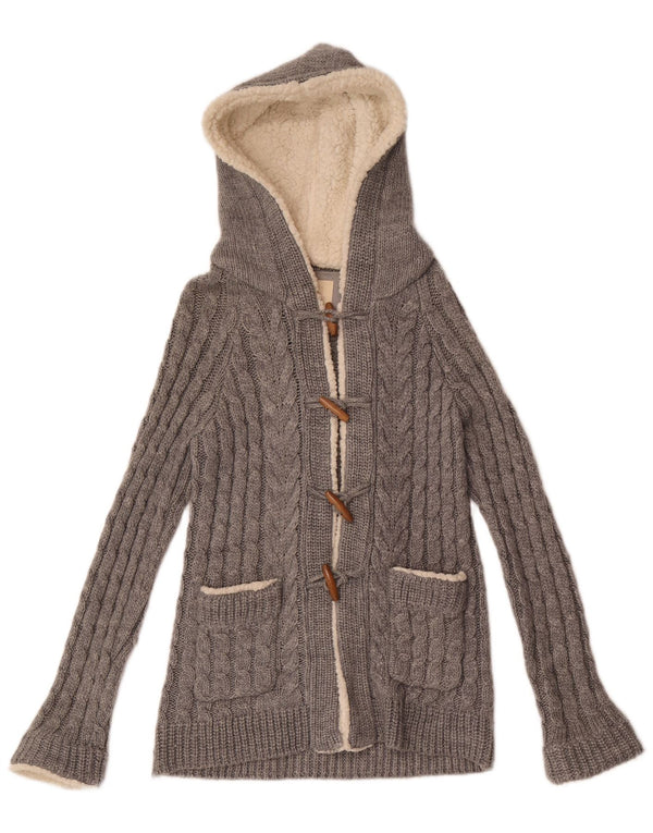 Pulover cu glugă pentru femei Zara UK 10 Mic gri acrilic