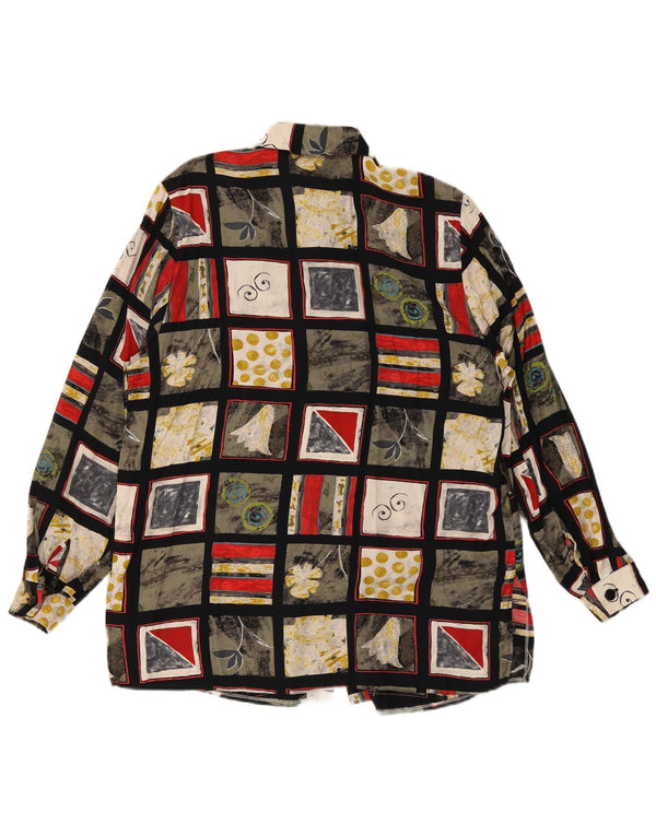Bluză de cămașă vintage pentru femei UK 16, mare, multicoloră, viscoză